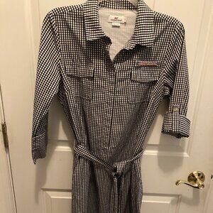 Vineyard Vines Harbor Shirtdress. Size 6. Navy blue and white gingham check